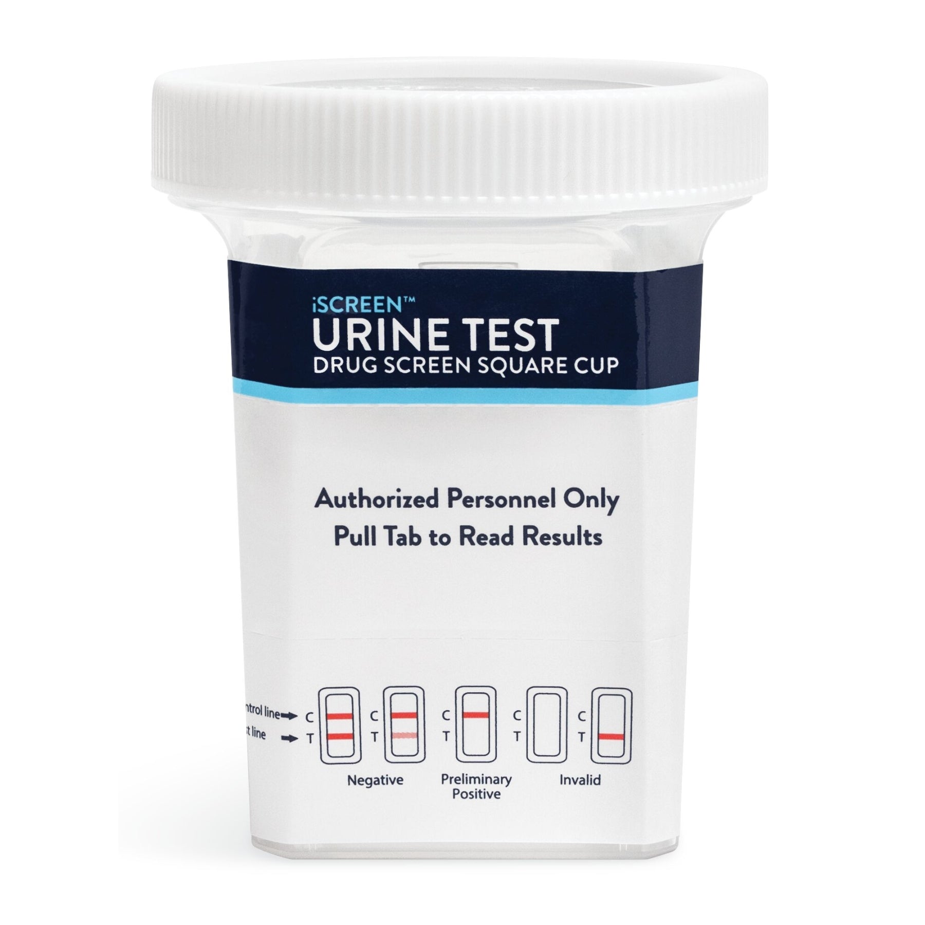 (No THC) 5 panel iSCREEN Square Cup Urine Drug Test w/AD | ABTDUAW15702B (25/box)