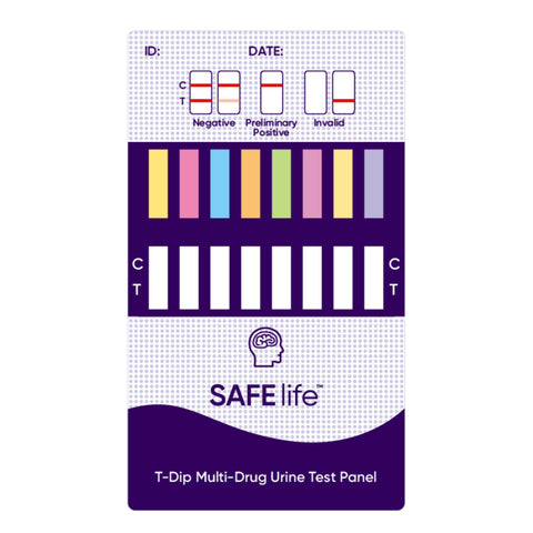 9-panel SAFElife T-Dip Multi-Drug Urine Test | WDOA-295 (25/box)