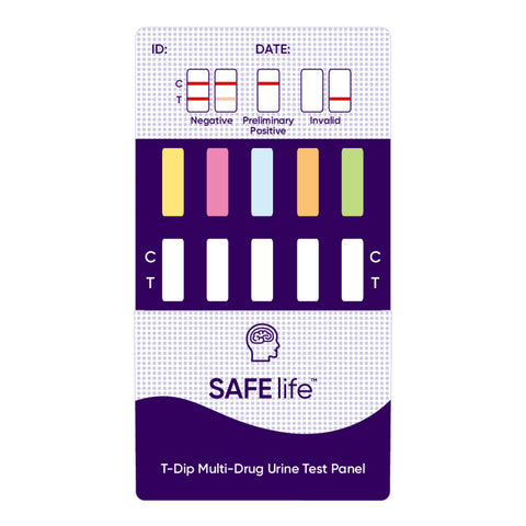 5-panel SAFElife T-Dip Multi-Drug Urine Test | WDOA-654 (25/box)